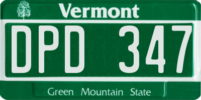 VT license plate DPD347