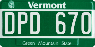 VT license plate DPD670