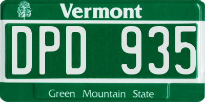 VT license plate DPD935