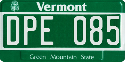 VT license plate DPE085