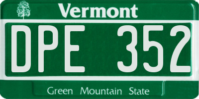 VT license plate DPE352