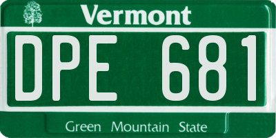 VT license plate DPE681