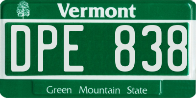 VT license plate DPE838