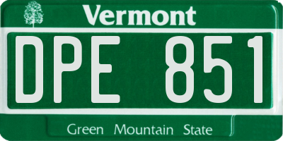 VT license plate DPE851