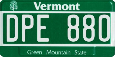 VT license plate DPE880