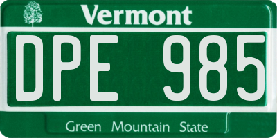 VT license plate DPE985