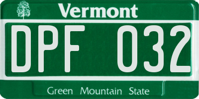 VT license plate DPF032