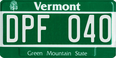 VT license plate DPF040