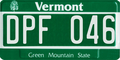 VT license plate DPF046