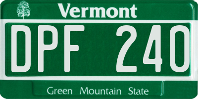 VT license plate DPF240