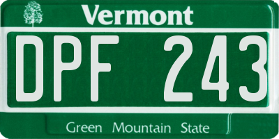 VT license plate DPF243