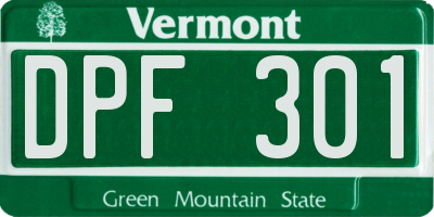 VT license plate DPF301