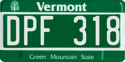 VT license plate DPF318