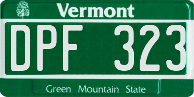 VT license plate DPF323