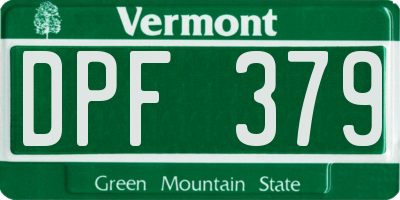VT license plate DPF379