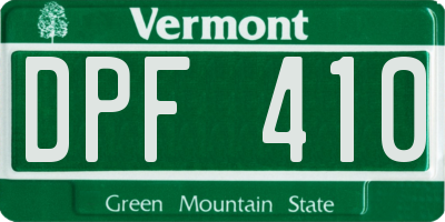 VT license plate DPF410