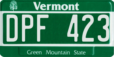 VT license plate DPF423
