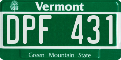 VT license plate DPF431