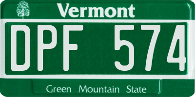 VT license plate DPF574
