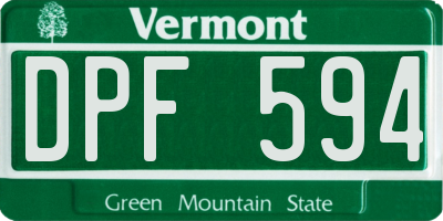 VT license plate DPF594
