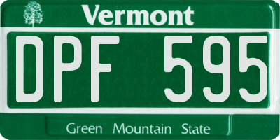 VT license plate DPF595