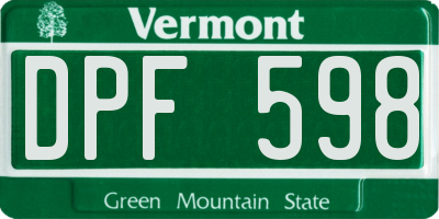 VT license plate DPF598