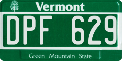 VT license plate DPF629