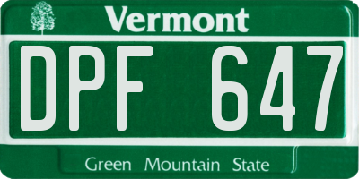 VT license plate DPF647