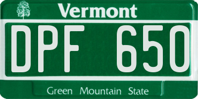 VT license plate DPF650