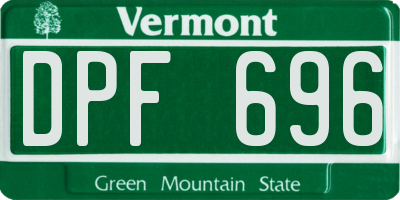 VT license plate DPF696