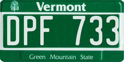 VT license plate DPF733
