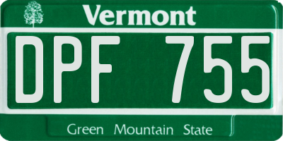 VT license plate DPF755
