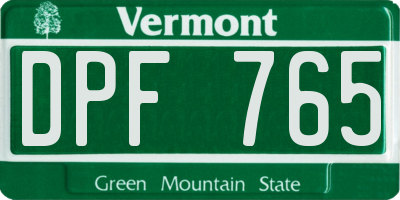 VT license plate DPF765