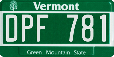 VT license plate DPF781