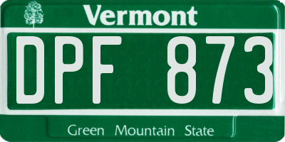 VT license plate DPF873