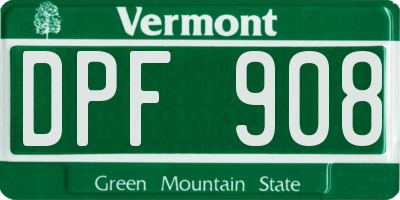 VT license plate DPF908