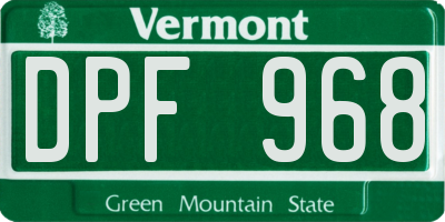 VT license plate DPF968