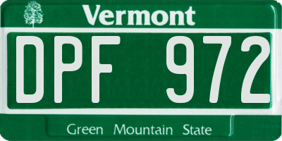 VT license plate DPF972