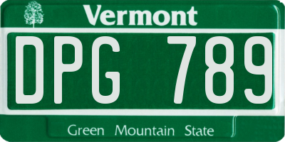 VT license plate DPG789