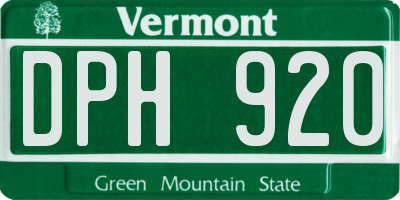 VT license plate DPH920