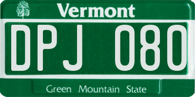 VT license plate DPJ080