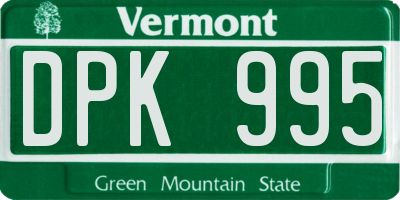 VT license plate DPK995