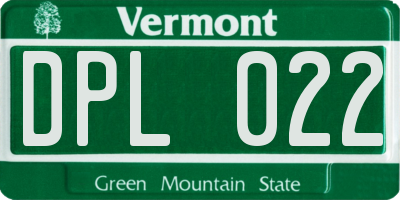 VT license plate DPL022