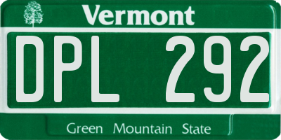 VT license plate DPL292