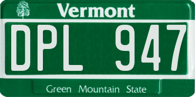 VT license plate DPL947