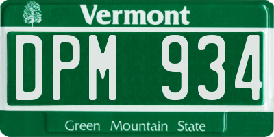 VT license plate DPM934