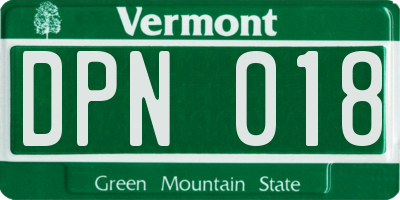 VT license plate DPN018