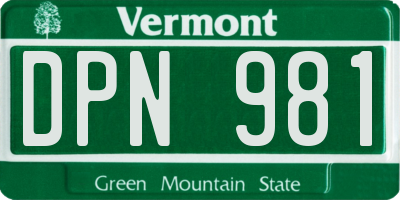 VT license plate DPN981