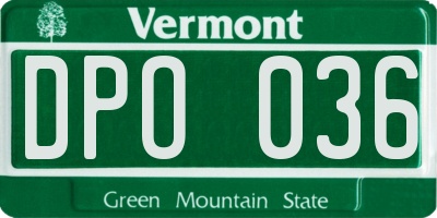 VT license plate DPO036