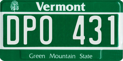 VT license plate DPO431